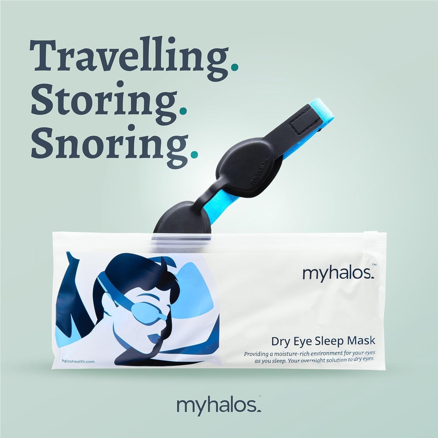 MyHalos® Moisture Chamber Glasses for Dry Eyes - Sleep Mask for Dry Eyes - Reusable & Soft - Hydrating Sleeping Mask & Moisture Goggles for Men and Women - Patent Pending