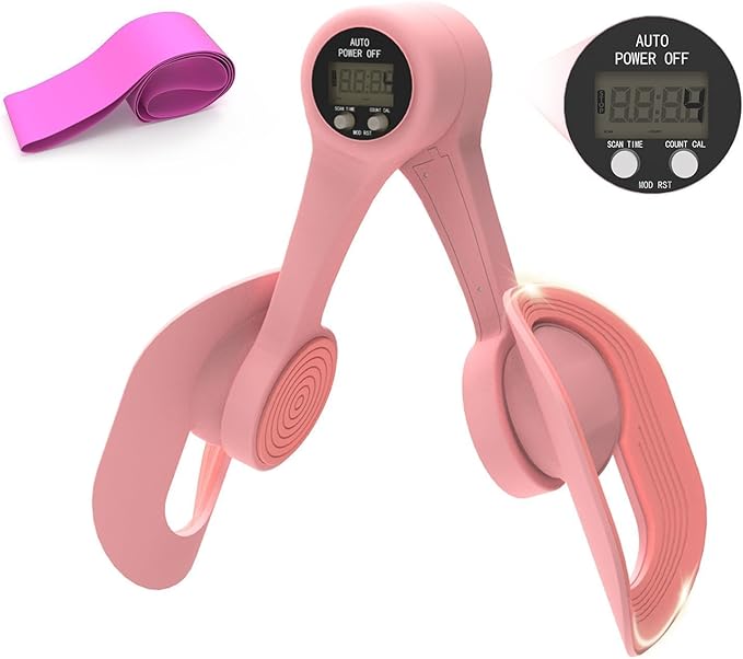 Thigh Trainer, 360°Adjustable Pelvic Floor Muscle Trainer with LED Display, Inner Thigh Exerciser with 20LB Resistance Ban...