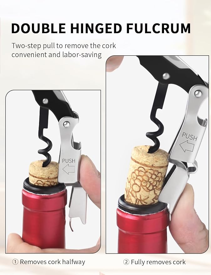 CORKAS Wine Key - 2Pack Handcrafted Professional Waiters Corkscrew, Compact Heavy Duty Wine Opener with Double Hinged, Foil Cutter and Bottle Opener, Birthday Gifts for Severs, Sommelier, Bartenders