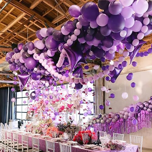 PartyWoo Lavender Balloons 120pcs Different Sizes Pack of 18 12 10 5 Inch Light Pastel Purple Lilac Balloon Arch Kit for B...