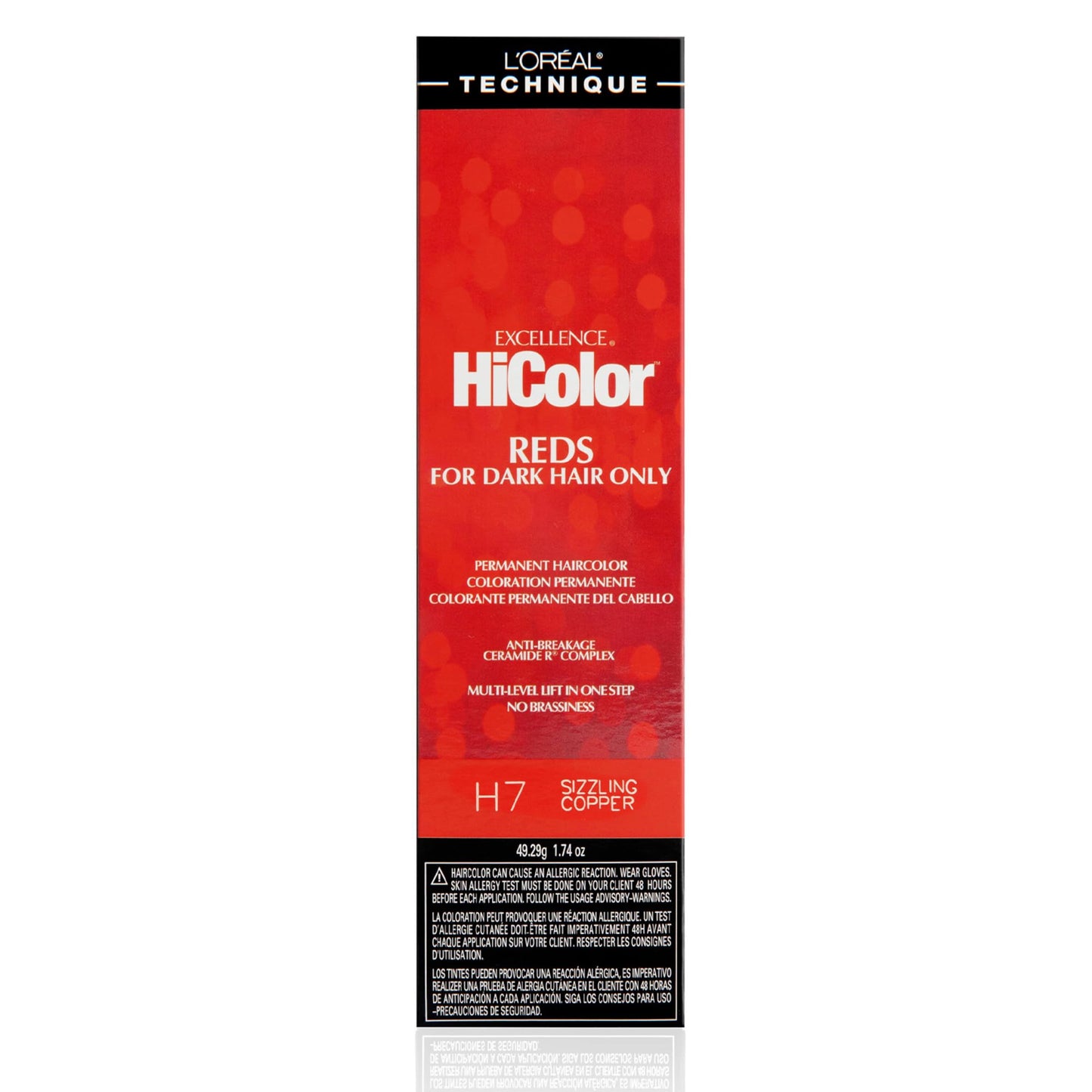 L'OREAL TECHNIQUE HiColor Reds Permanent Hair Color - Lifts Dark Hair in One Step Leaving No Brassiness, Rich & Smooth Creme For