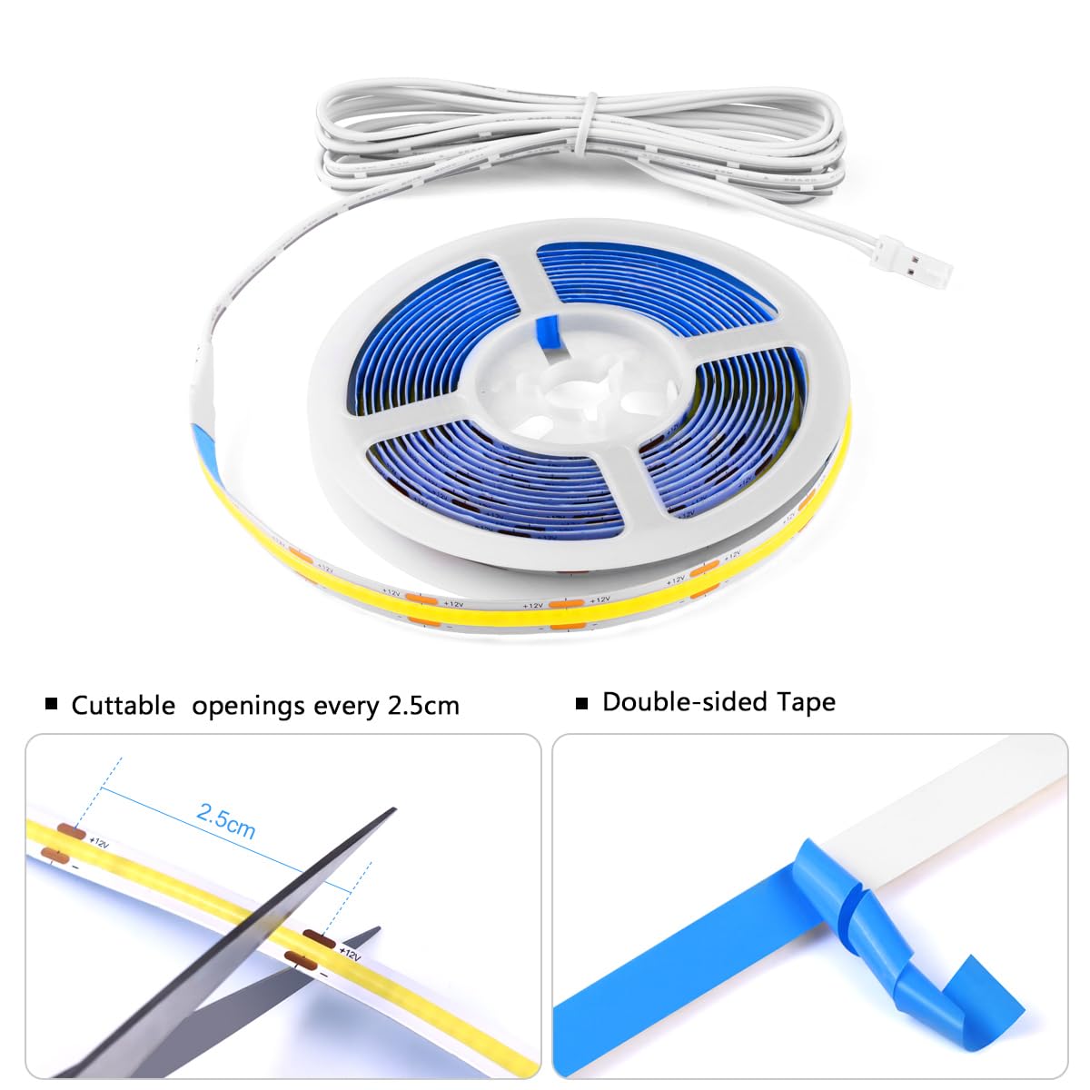 Chnmalitai Under Cabinet Led Lighting Kit  6 Pcs 6500K White Led Strip Lights Penetrable Wood Touch Dimmable Cob Led Strip With 60W Adapter For Kitchen Cabinet Counter Shelf Tv Back Showcase