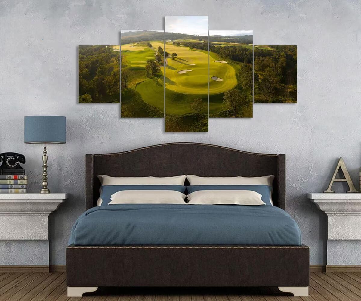 chenchenArt Payne's Valley Golf Course Wall Art Canvas Prints - Payne's Valley Golf Course Pictures Wall Decor for Living Room Bedroom Bathroom Home Decorations Framed Ready to Hang(50''W x 24''H)