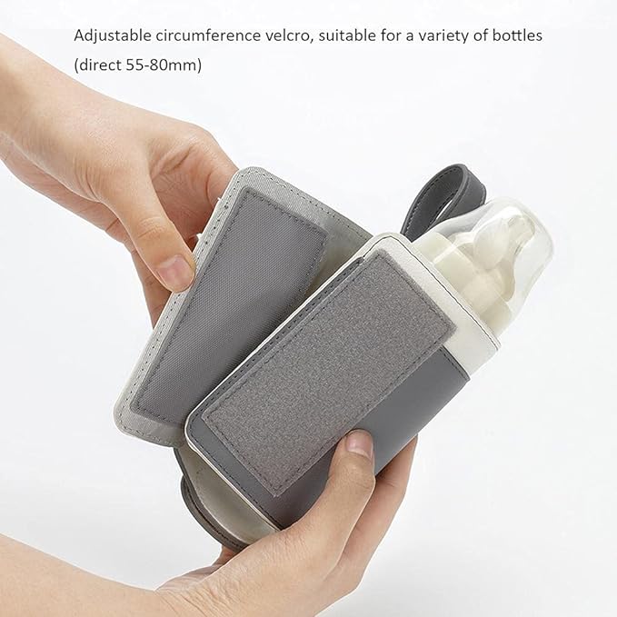 GOTOTOP Bottle Warmer Bag Portable Baby Bottle Warmer Leather Three Gears Adjustable Heated Bottle Bag Car Portable Thermostat Heating Cup Cover (a)