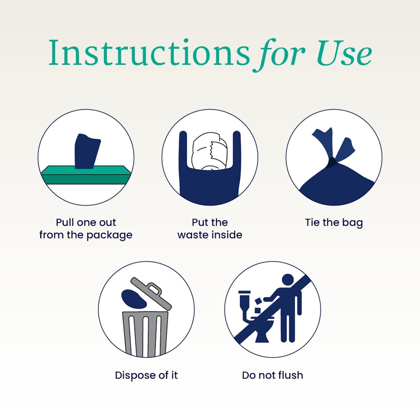 NorthShore DiscreetShield Disposal Bags for Adult Diapers, 150-Count, Opaque Navy, Scented, Easy-Tie Handles