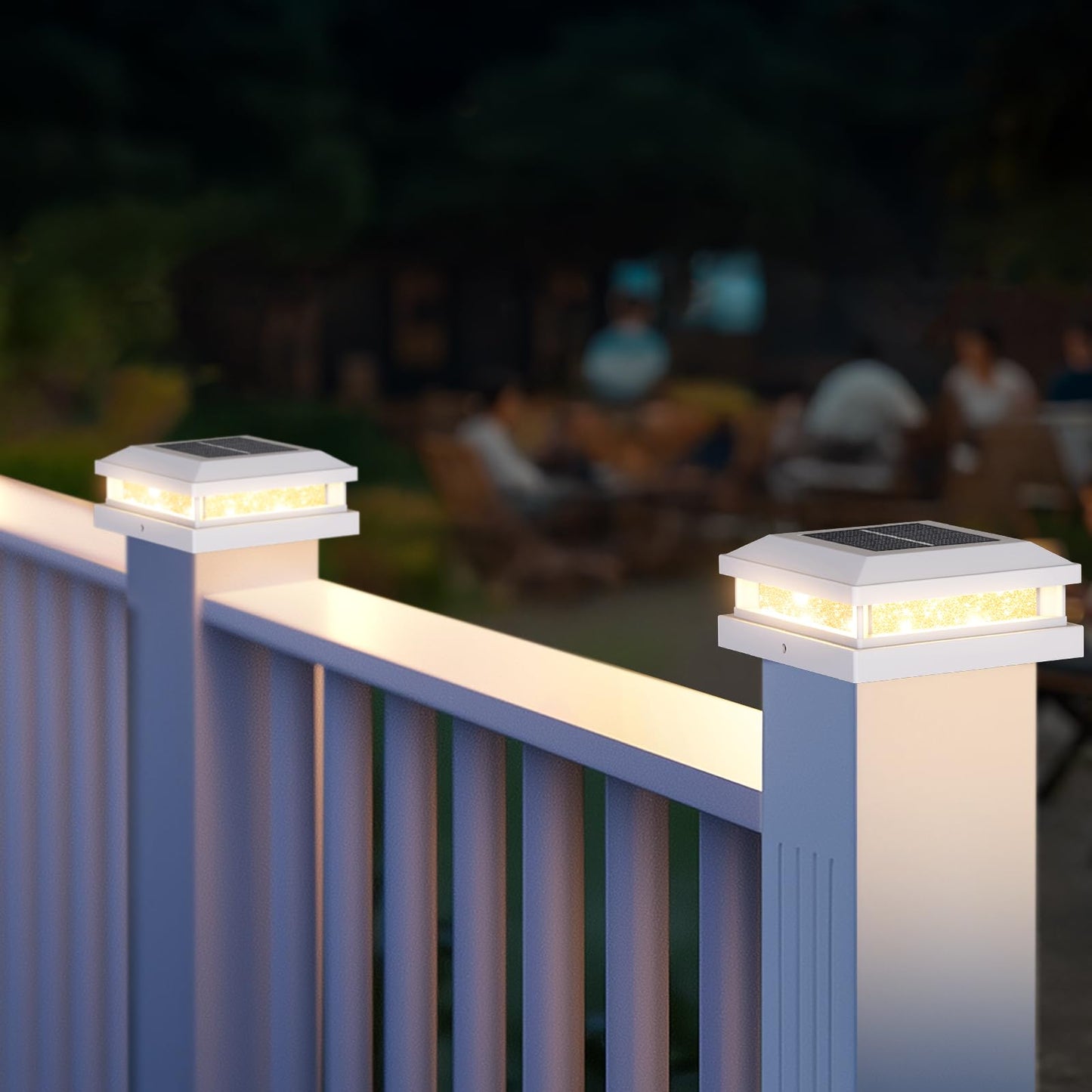 Solar Post Cap Lights Outdoor 16 Packs For 4X4 4.5X4.5 5X5 Vinyl/Wooden Posts  Waterproof Solar Powered Fence Cap Light With Warm/Cool Lighting  White 16Leds Deck Caps Lights For Yard  Garden  Patio