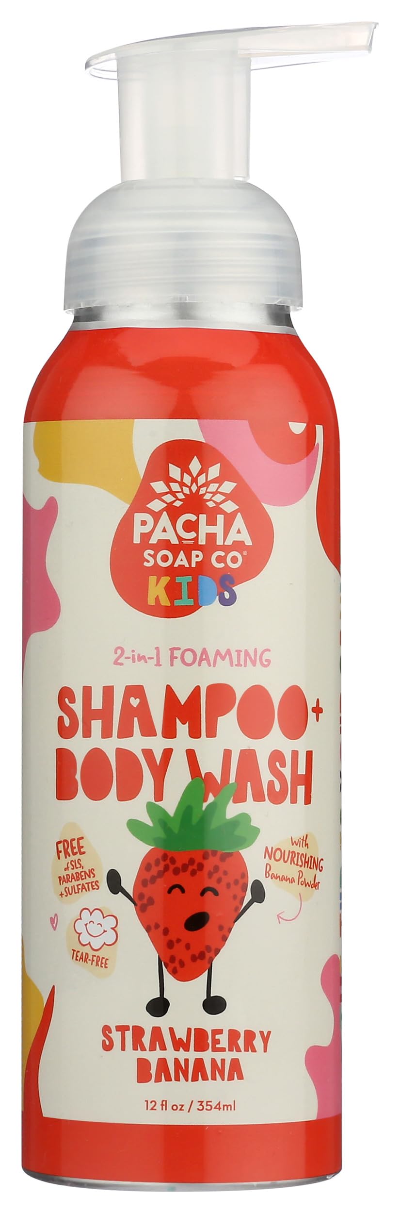 PACHA SOAP Kids Strawberry Banana 2 In 1 Shampoo & Body Wash, 12 FZ