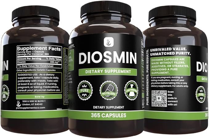 PURE ORIGINAL INGREDIENTS Diosmin (365 Capsules) No Magnesium Or Rice Fillers, Always Pure, Lab Verified