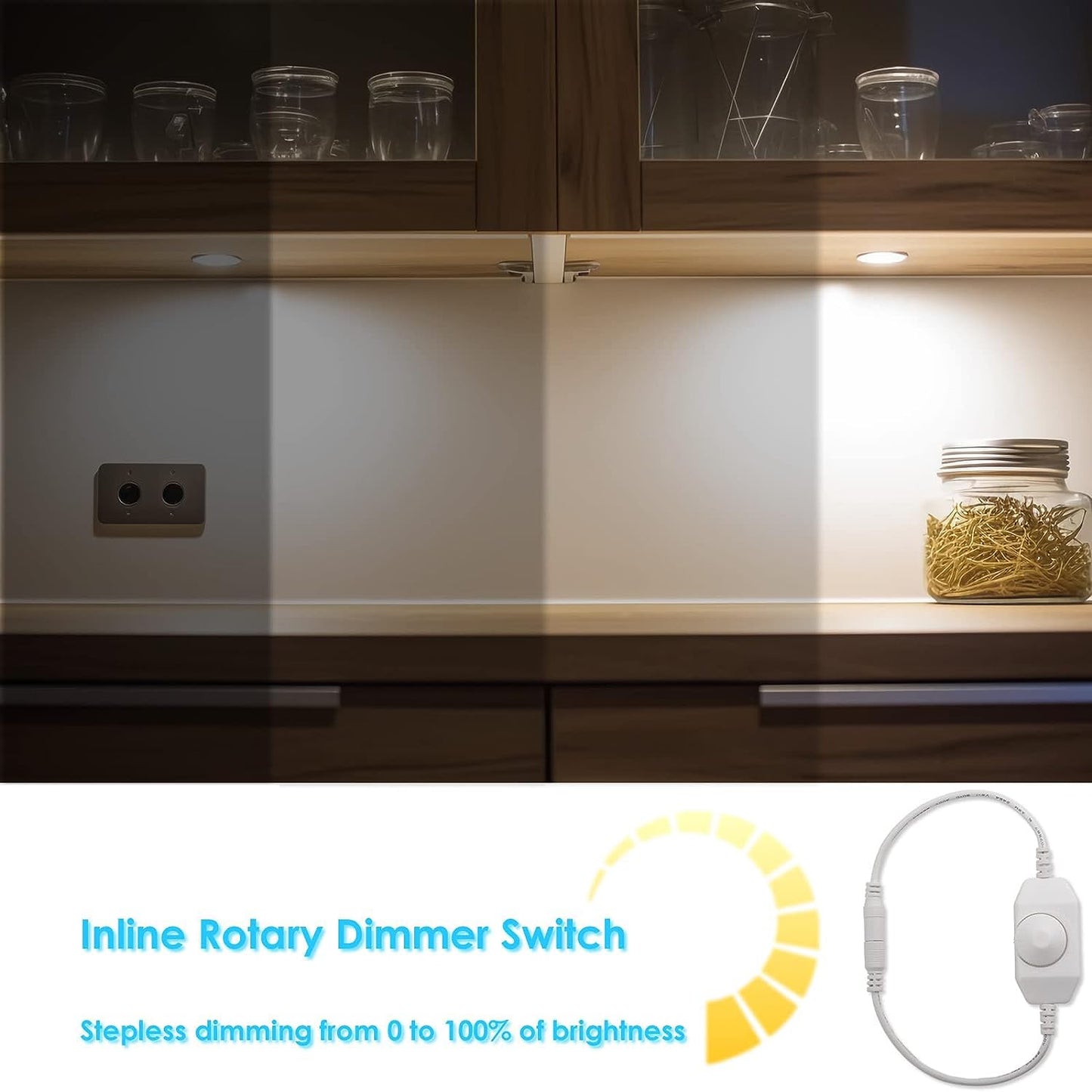 Cefrank LED Puck Lights Set of 6 Dimmable Under Cabinet Lighting White H9-108W