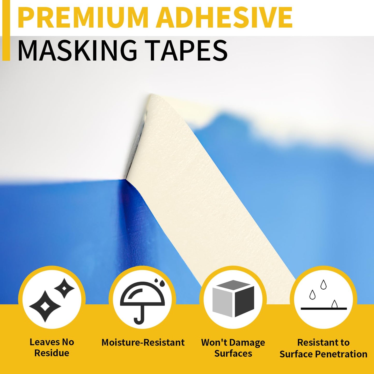 NIUBIER Masking Tape, 0.75 inch Wide Painters Tape, 4 Pack Strong Adhesive Labeling Tape, Beige White, 55 Yards per Roll (220 Total Yards) for Home, Office, Labeling, School, DIY, and Crafts