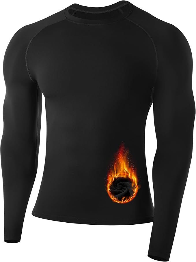 Runhit Men's Thermal Compression Shirt Fleece Lined Long Sleeve Thermal Shirts Athletic Base Layer Top Cold Weather Gear