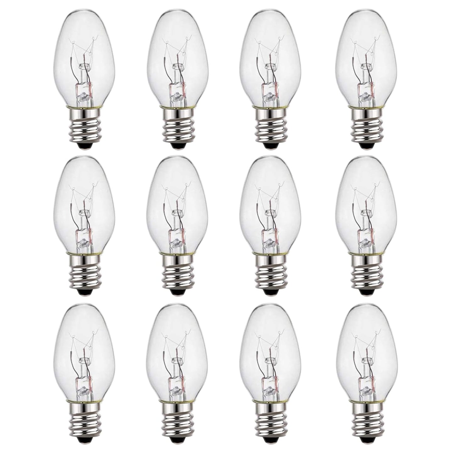 WokHok C7 Night Light Bulb 4 Watt,E12 Candelabra Base,15 Lumens,Small Light Bulb,Night Light Replacement Bulbs,Clear, Soft White - 12 Pack
