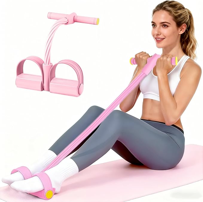 Pedal Resistance Bands with Handles, Upgrade 6-Tubes Manual Tension Training Pedal, Natural Rubber Foot Pedal Resistance B...