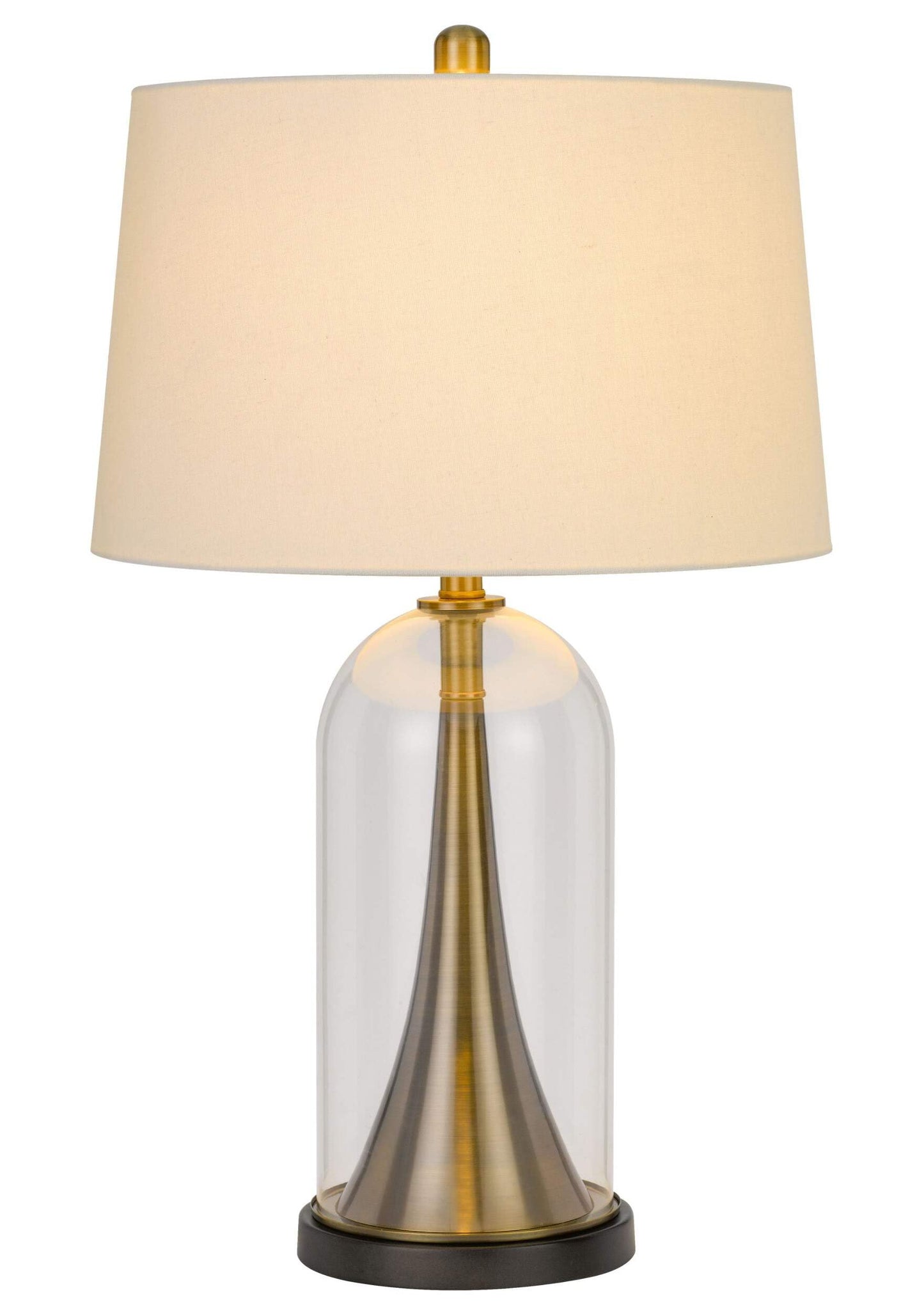 HomeRoots Metal Table Lamp with Empire Shade, 29 in., Clear & White, Model 524714