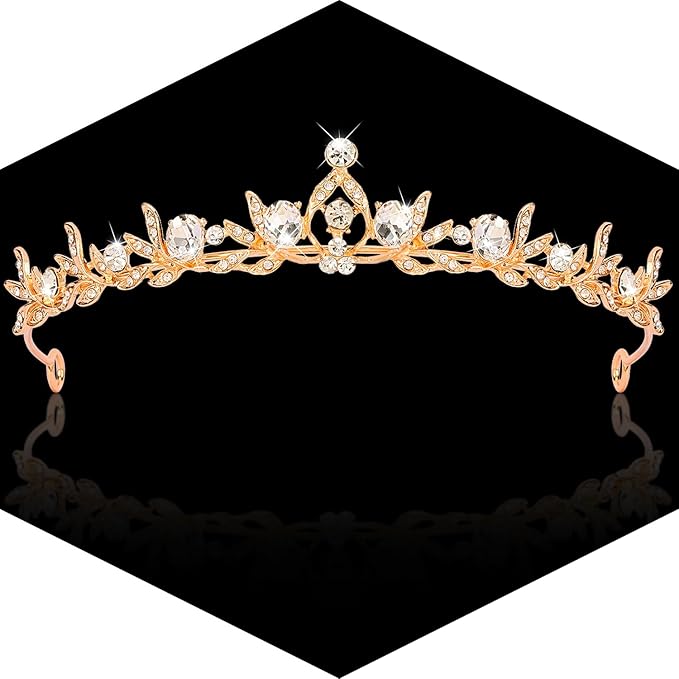 CUBACO Rhinestone Gold Tiara Crown for Woman Tiara Headband for Bride Flower Girl Crystal Princess Tiaras Crowns for Birth...