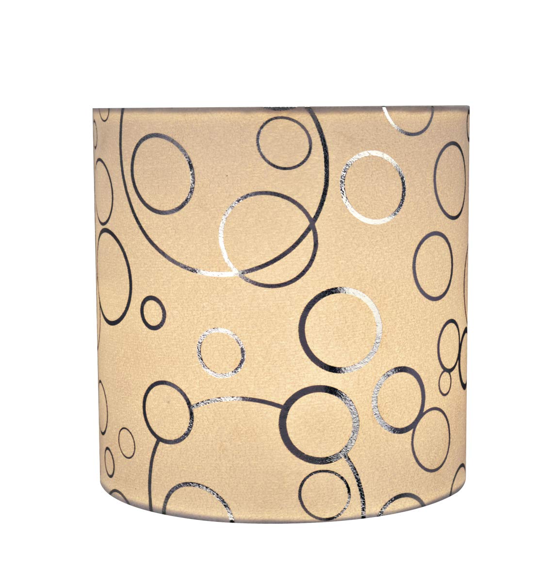 Aspen Creative Drum Lamp Shade 8in Suede Fabric White with Silver Circle Pattern Model 31234A