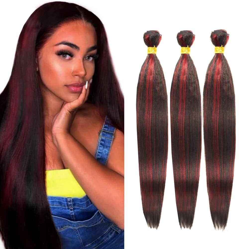 Lagalaga Bundles Human Hair 12 14 16 Inch Straight Burgundy P1B/99J Human Hair Bundles Unprocessed Brazilian Virgin Hair Quick W