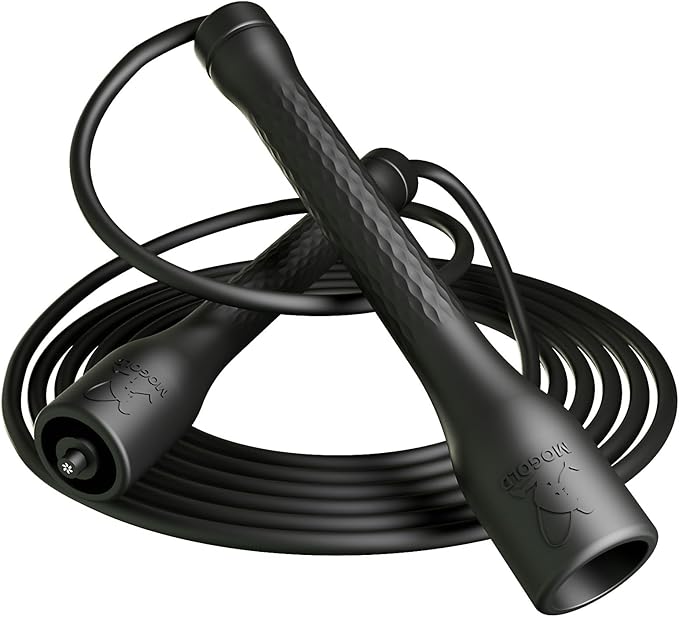 MOGOLD Workout Jump Rope,5mm PVC Jump Rope,Adjustable Length with Shatterproof Handles, Ideal for Beginners & Advanced Ath...