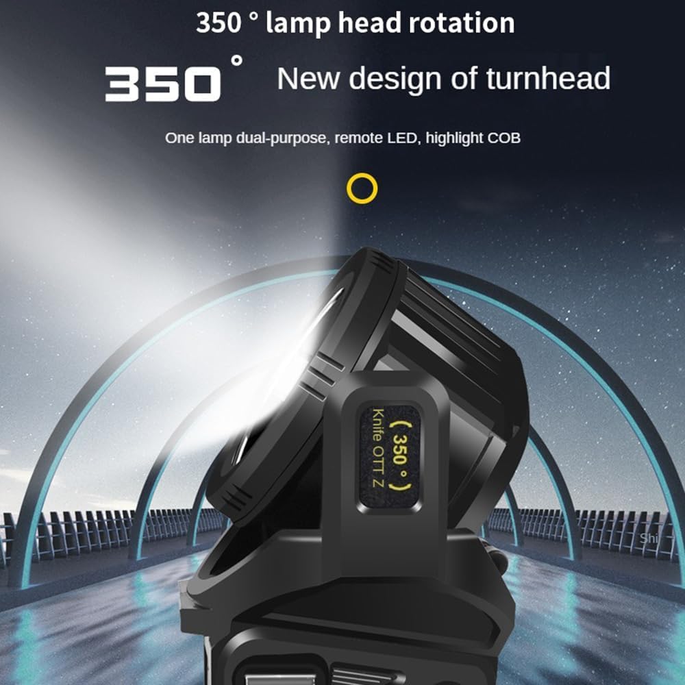 LETOUR Rechargeable LED Spotlight Flashlight, 9 Modes, IPX6 Waterproof, 350? Rotate Head, XX-Large, Model LT-CL012B