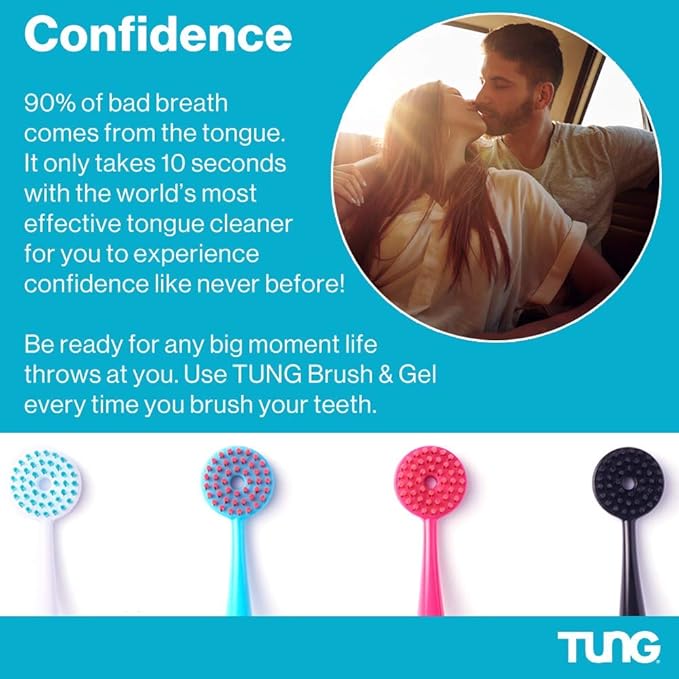 TUNG Tongue Gel, Natural Mint Blast Tongue Cleaner Paste, Bad Breath Odor Eliminator, Halitosis Defense, BPA Free, USA Made (2-PACK)