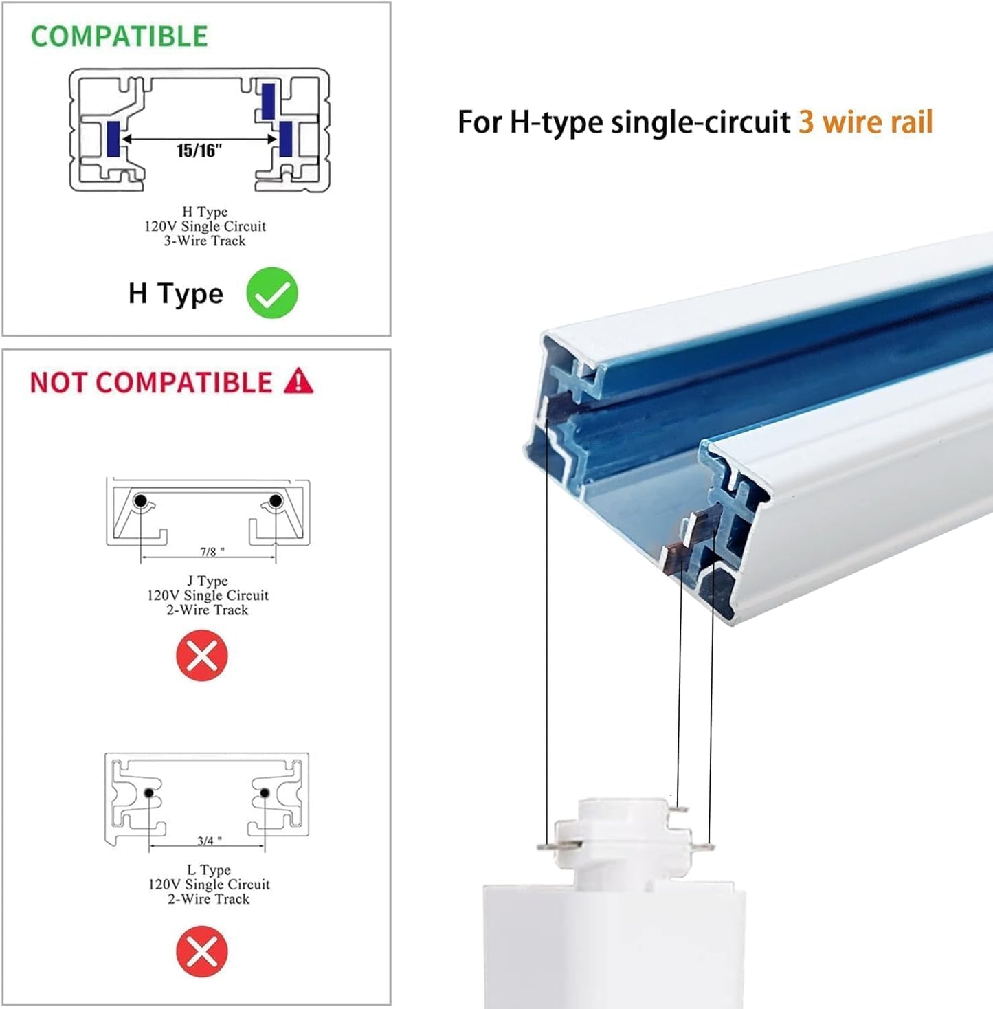 Yuemegou 4Pcs H Track White Floating Canopy Connectors For Track Lighting Accessories H Track System  Energize The Rails