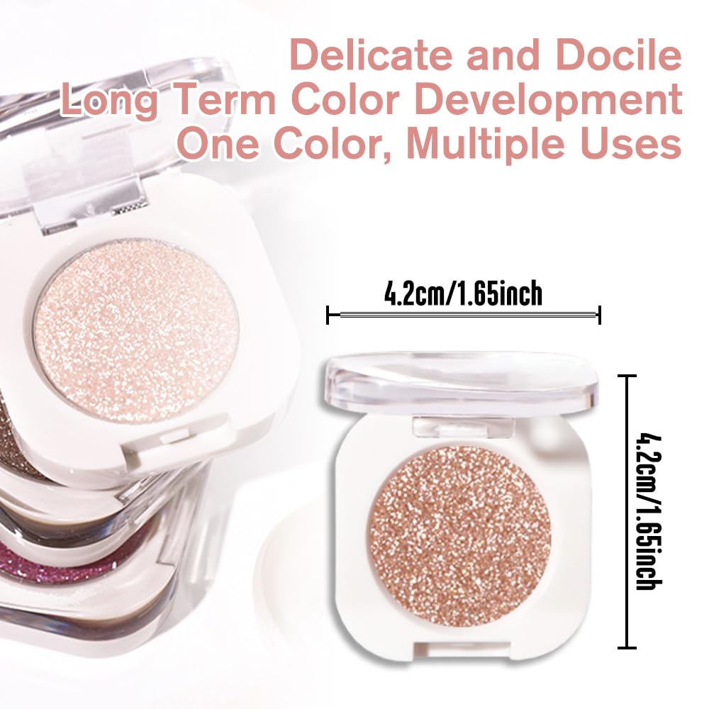 WanTuoluo Light Brown Glitter Eyeshadow Palette for Women, Single Monochrome Eye Shadow Makeup, Shiny Pressed Powder, Blendable