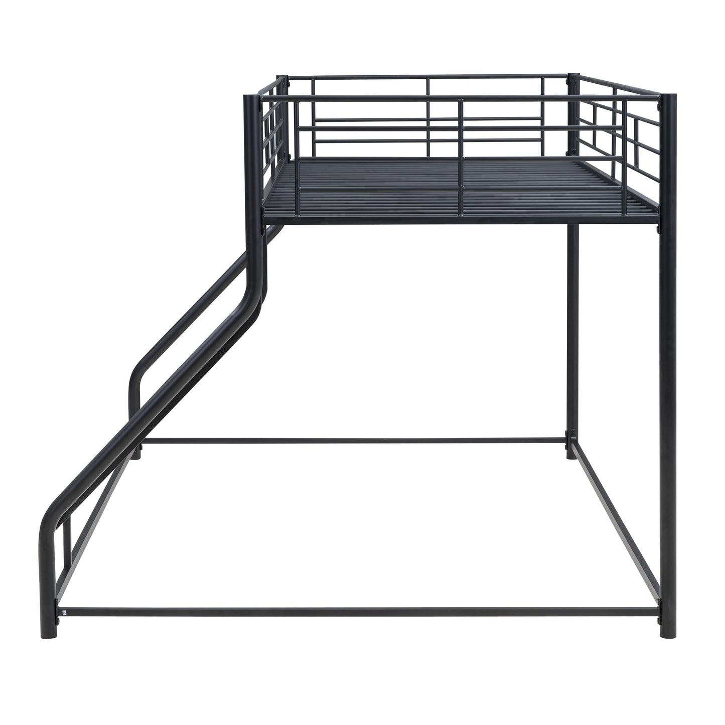 Merax Metal Floor Bunk Bed, Twin XL Over Queen, Black,82.4''L x 62.4''W x 53.7''H