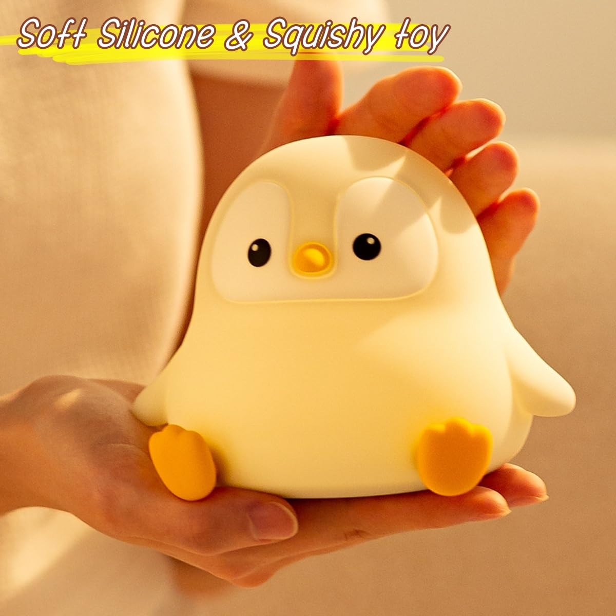 Yr Yrhh-Pet Penguin Cute Night Light For Kids  Squishy Rechargeable Penguin Gifts Lamp  Food Grade Silicone Dimmable Touch Nightlight  Boy Girl Light Up Gray Penguins  Baby Nursery Room Animal D?Cor