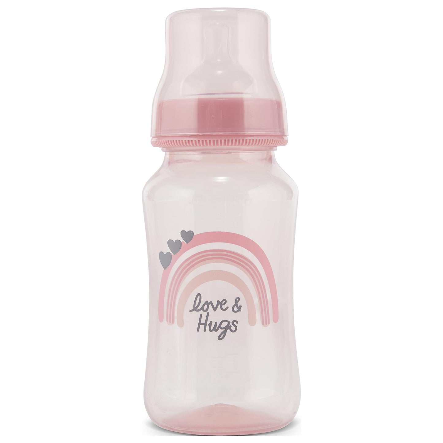 Premium 2-Pack Baby Bottles - 11 Ounce, Hourglass Shape, Fun Boys and Girls Prints, Clear Cover - BPA-Free