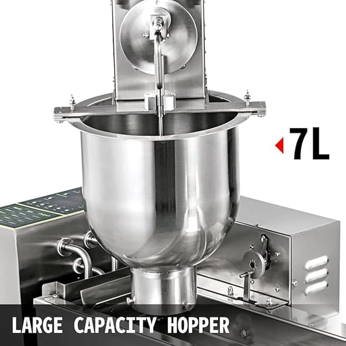 Donut Maker, Commercial Automatic Doughnut Machine with 7L Hopper, Includes 3 Sizes Molds, Stainless Steel Fryer