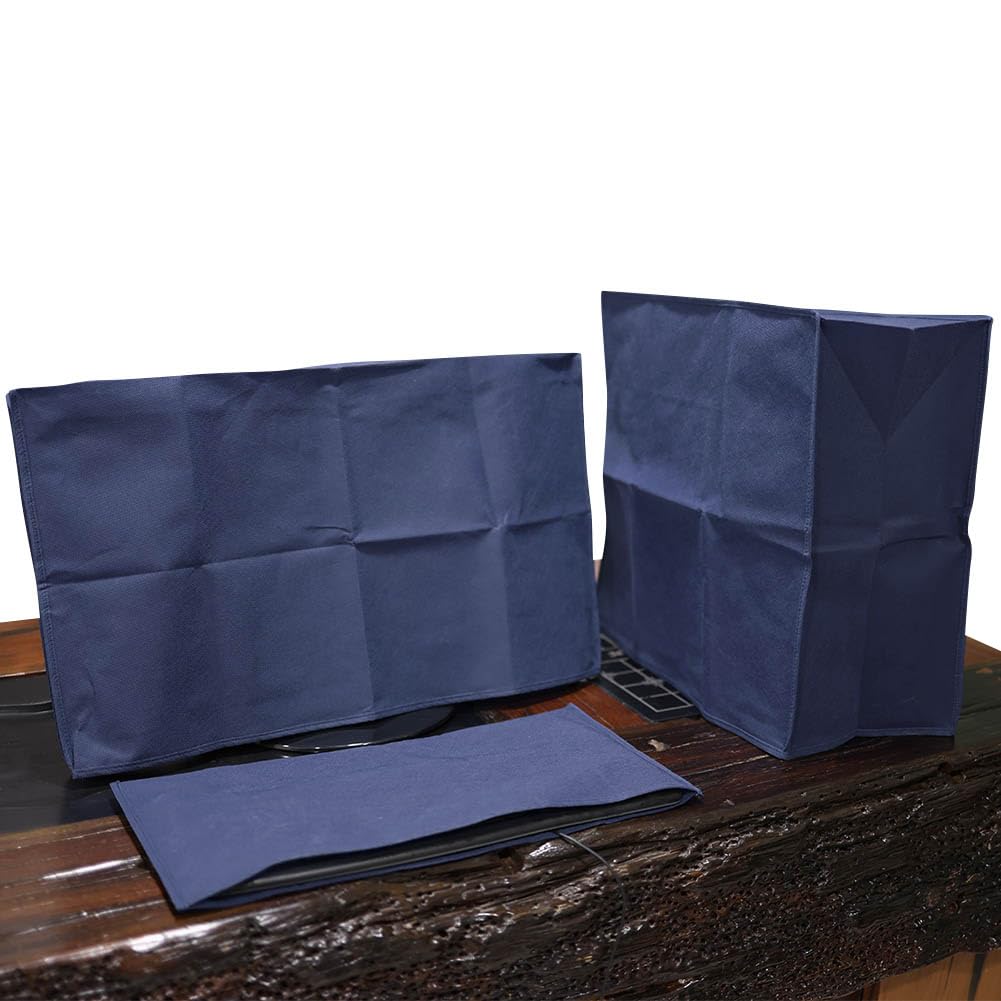 3Pcs Computer Dust Cover Set Monitor + Keyboard+ Computer Host PC Dust Proof Computer Covers Case Computer Dust Cover for Desktop PC CPU Tower Protector (27 Monitor Set Blue) -Like New