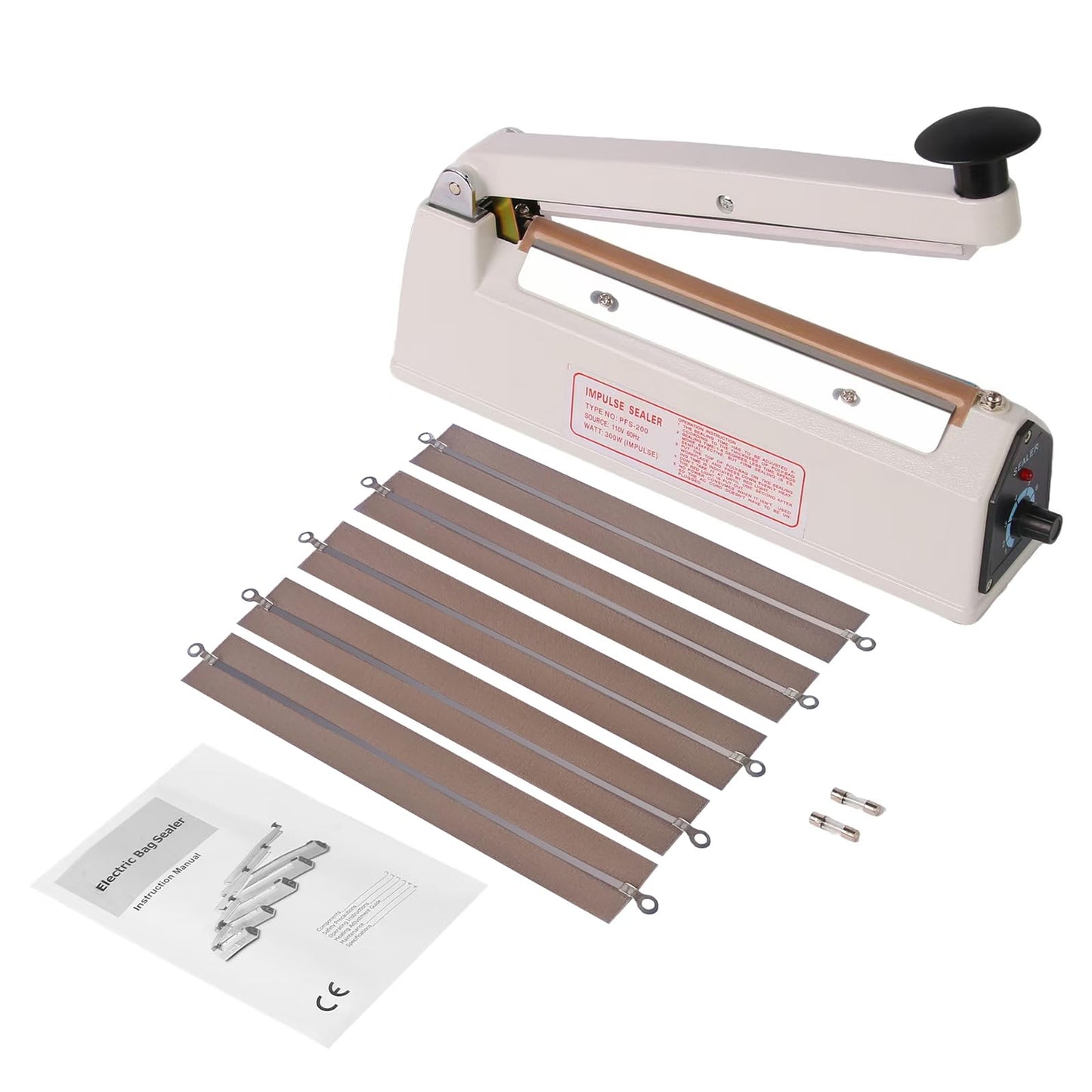 SYAMZZMS Commercial Impulse Sealer 8 Inch – Manual Heat Sealer with 3mm Seal Strip, Aluminum Build for PE/PP Bags – Compact & Portable Heavy Duty Bag Sealer