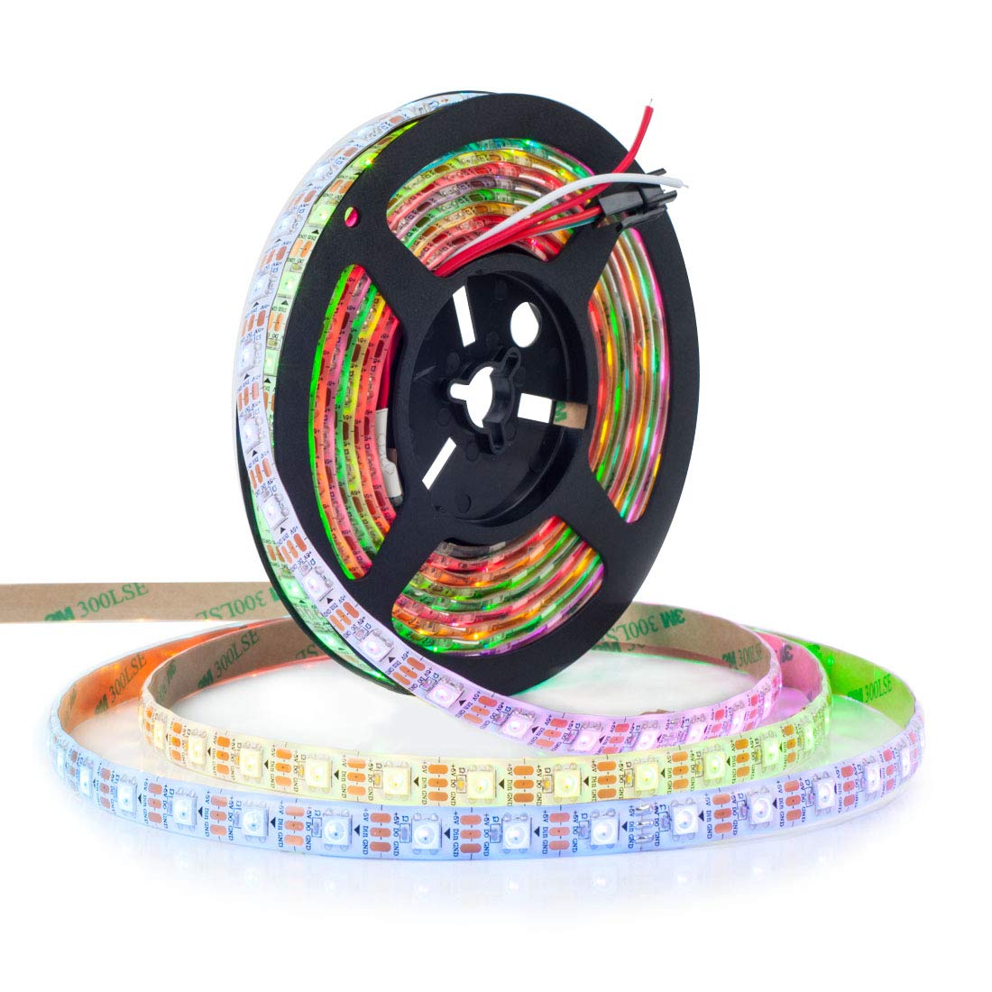 BTF-LIGHTING WS2812B RGB ECO LED Strip, Chasing Effects 5050SMD Individually Addressable 16.4FT 60Pixels/m 300Pixels Flexible Dream Color IP65 for Bedroom DIY Projects DC5V(No Adapter or Controller)