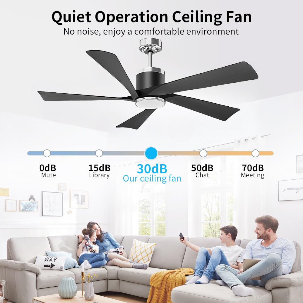 TXCSLY 52in  Ceiling Fan with Lights, Remote Control, Metal, Black, Model HYF-CF-52