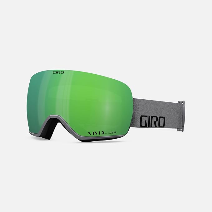 Giro Article Asian Fit Ski Goggles - Snowboard Goggles for Men - Grey Wordmark Strap with Vivid Emerald/Vivid Infrared Lenses