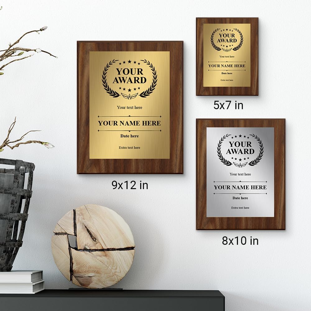 Signs ByLITA Customizable Wooden Plaque Award | Easel Mount Option | Recognition Gift for winners of awards, certificates and achievements | Employee Student Prize