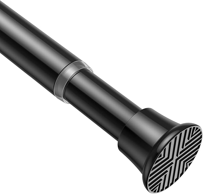 AIZESI Tension Rod 24 to 46 Inch, 1Pcs Black Tension Curtain Rod, Adjustable Spring Tension Rod No Drilling for window，kit...