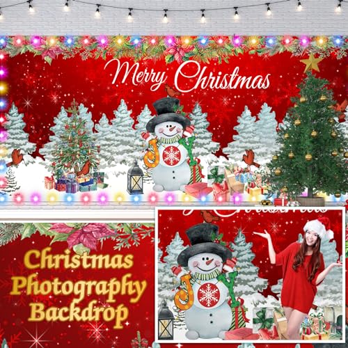 Ganeen 6.4x16 ft LED 2025 Christmas Garage Door Banner String Light Large Rustic Xmas Garage Door Decorations Xmas Banner ...