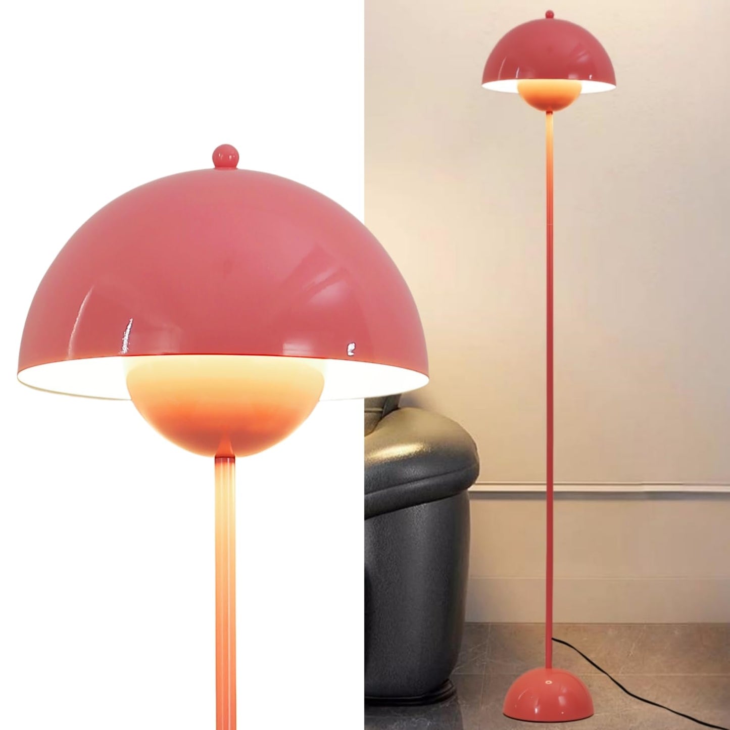 Cosylux Modern Floor Lamp For Living Room  Industrial Tall Standing Lamp For Bedroom  Metal Shade Reflecting Light Reading Floor Lamp For Office  Nursery Room  Corner(Light Pink)