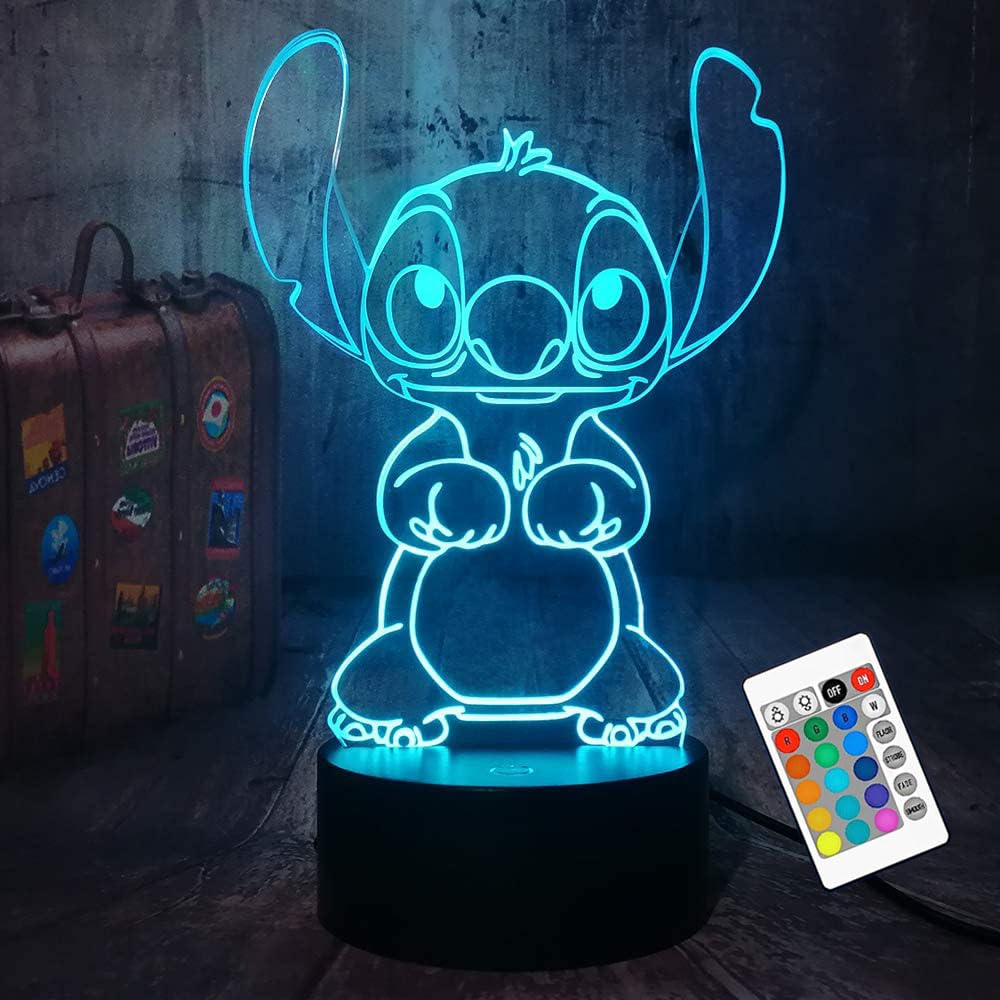Kficsiky Stitch Night Light  Stitch Gifts For Girls  Lilo And Stitch Light 16 Colors Conversion With Remote Touch 3D Led Stitch Lamp  Stitch Gifts For Boys Christmas Gifts