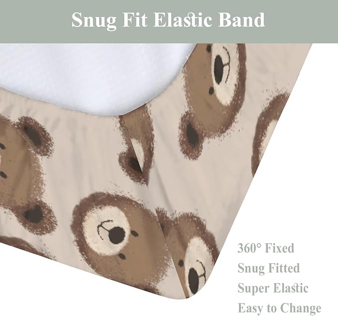 Neutral Boho Bears Changing Pad Covers for Baby Girls Boys Cute Brown Bear Fitted Change Table Covers Mats Watercolor Bears Soft Nursery Diaper Change Table Sheets for 32''×16'' Contoured Pad