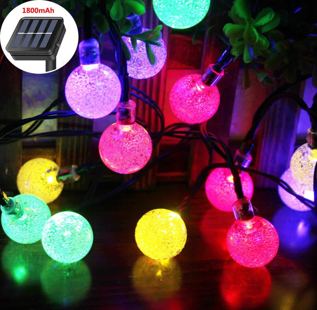 SPLOcolor Solar String Lights, 36FT, 60 LEDs, 8 Modes, Waterproof, Multicolor-60LED, Model S-SC-M-60