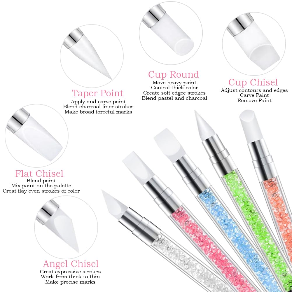 Nail Art Tools 27Pcs Set,Nail Art Brush,Resin Nail Art Palette,5 Pcs Nail Art Sculpture Pen,2-way Acrylic Silicone Engraving Pen