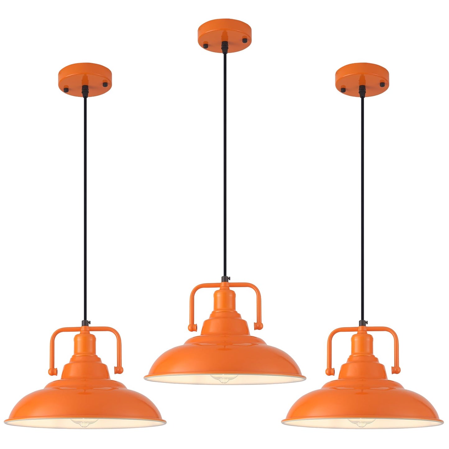 Sesiment Orange Pendant Light 12.5 Inches 3 Packs  Farmhouse Pendant Light  Industrial Pendant Lighting  Kitchen Pendant Lights  Pendant Lights Kitchen Island For Dinning Room Entryway Barn
