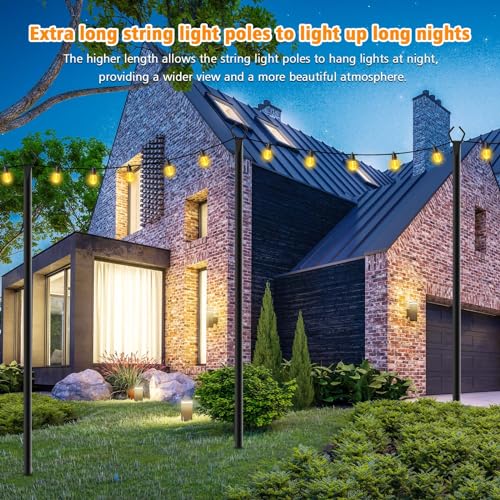 LETIANPAI 4 Pack String Light Poles,10 Ft Metal Poles with Fork for Outdoor String Lights,Outdoor Light Poles with Fork,Po...