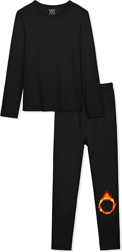 VZV Girls Thermal Underwear Set Thermal Underwear for Kids Fleece Lined Long Johns Kids Base Layer Top and Bottom for Winter