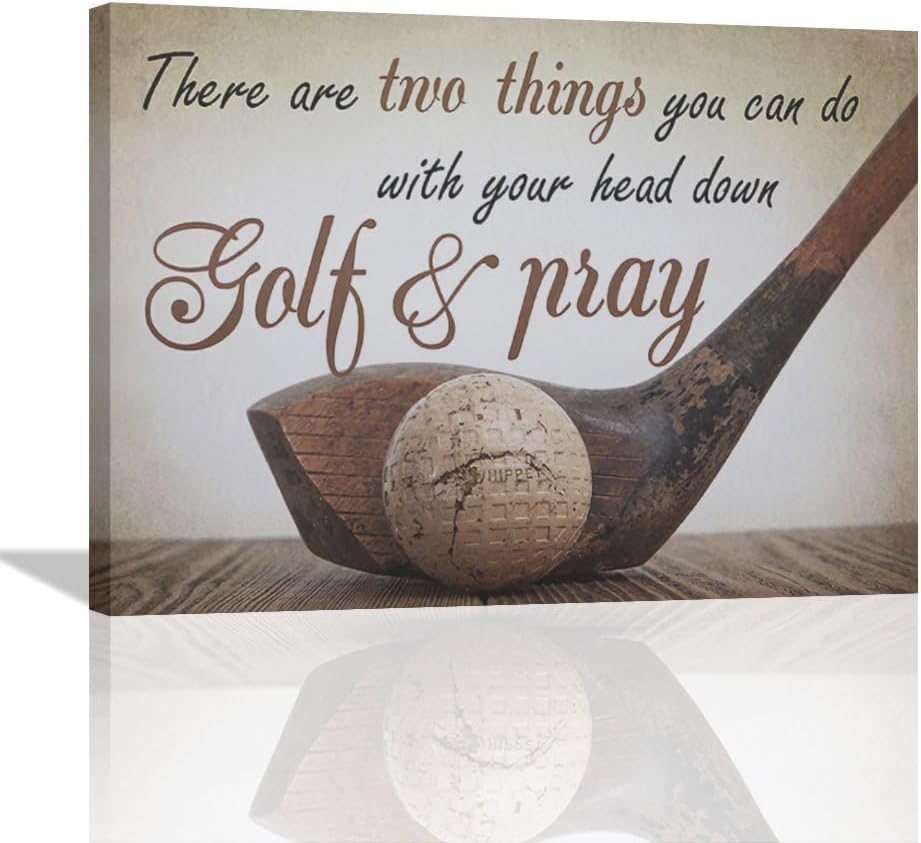 Golf Wall Art Sports Golf Pictures Wall Decor Motivational Quotes Canvas Painting Artwork Modern Home Decorations Framed for Bedroom Office Living Room 12"x16"