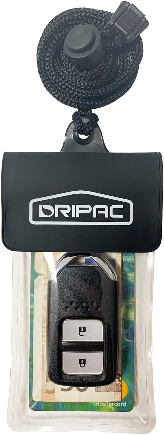 DRIPAC Waterproof Car Key FOB Case Waterproof Wallet Waterproof Holder Pouch For Key ID Badge Credit Card Money（Black）