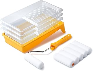 Voomey 11 Pack 4 Inch Paint Roller Kit, 4" Mini Paint Roller Kit with Small Foam Paint Roller Covers, Disposable Plastic L...
