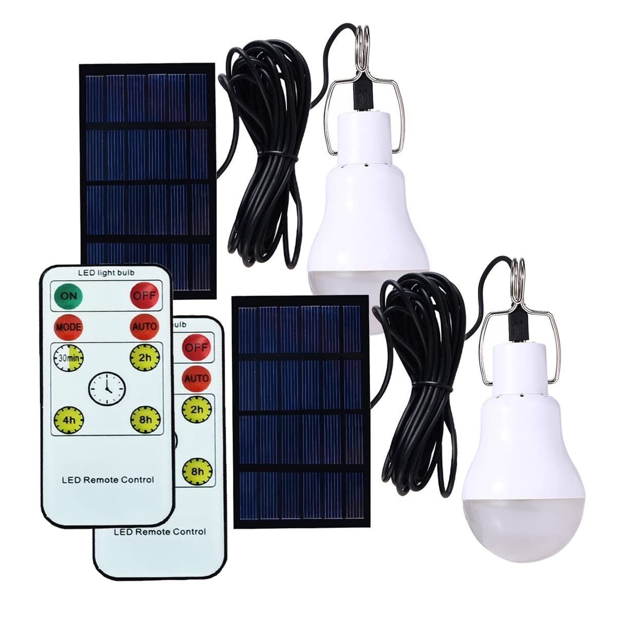 ABZXT Solar Powered LED Bulb Lights with Remote Control, 350LM, Pack of 2, Plastic, Model SPBR121